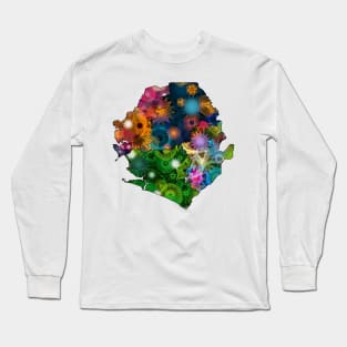 Spirograph Patterned Sierra Leone Provinces Map Long Sleeve T-Shirt